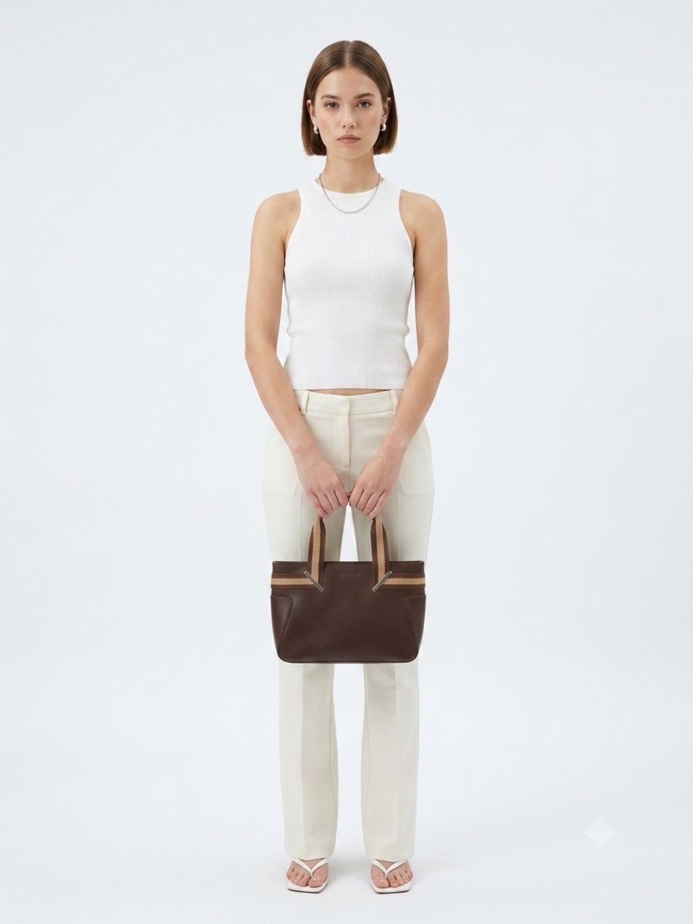 Vintage Gucci chocolate brown leather Web top handle small tote bag